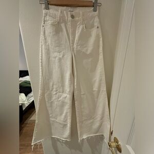 Frame Le Palazzo High Rise Cropped White Wide Leg Jeans in Au Natural Sz 26
